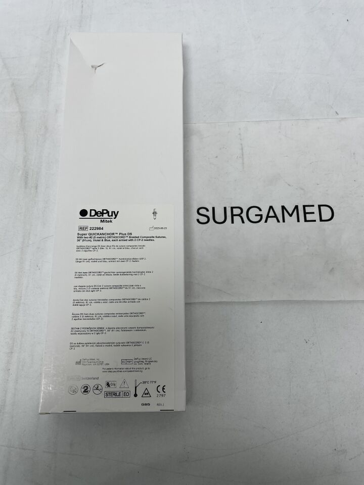 222984 - DEPUY - Super QuickAnchor Plus Anchor with 6 in. #2 DS Orthocord (CP-2) Suture and Drill Bit, (BX/1)