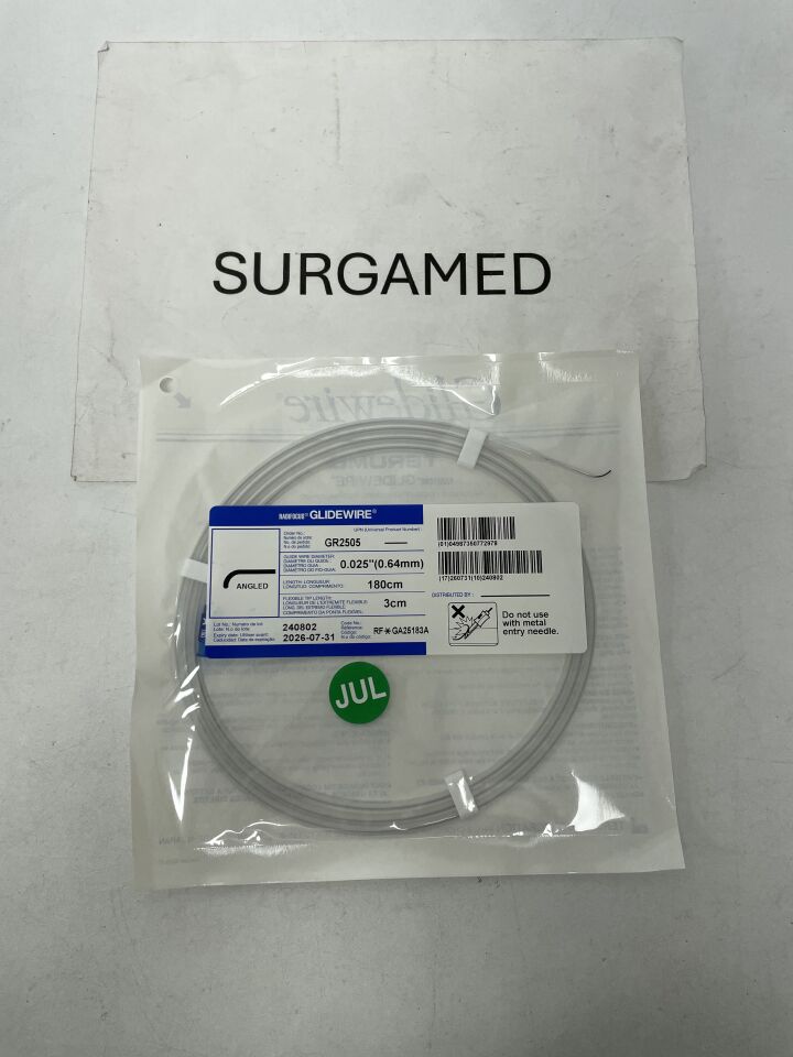 GR2505 - TERUMO - Radifocus Glidewire - Angled - .025" x 180cm x 3cm, (EA)