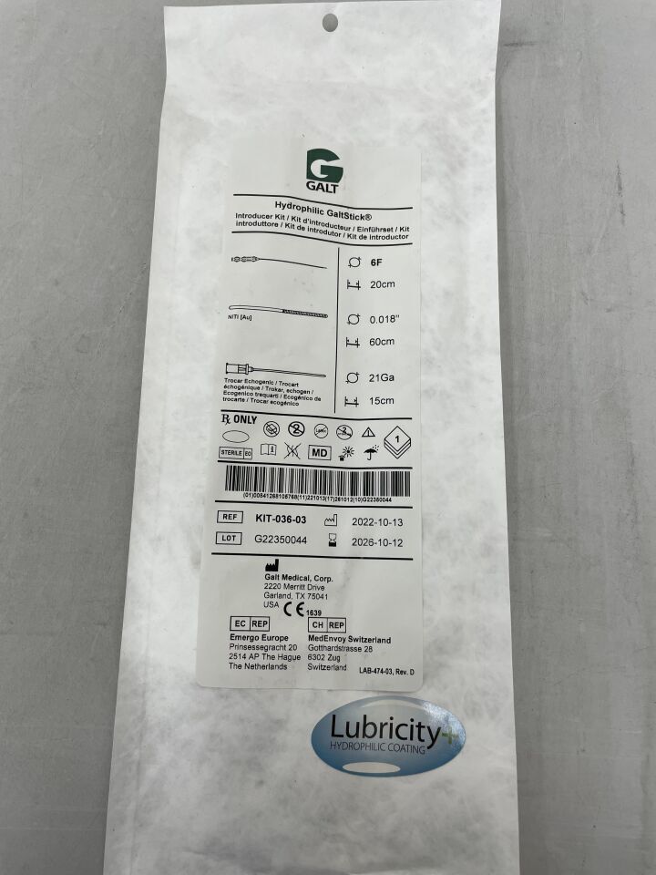 KIT-036-03 - GALT MEDICAL - Hydrophilic GaltStick Introducer Kit, Hydrophilic 6F x 20cm, (EA)
