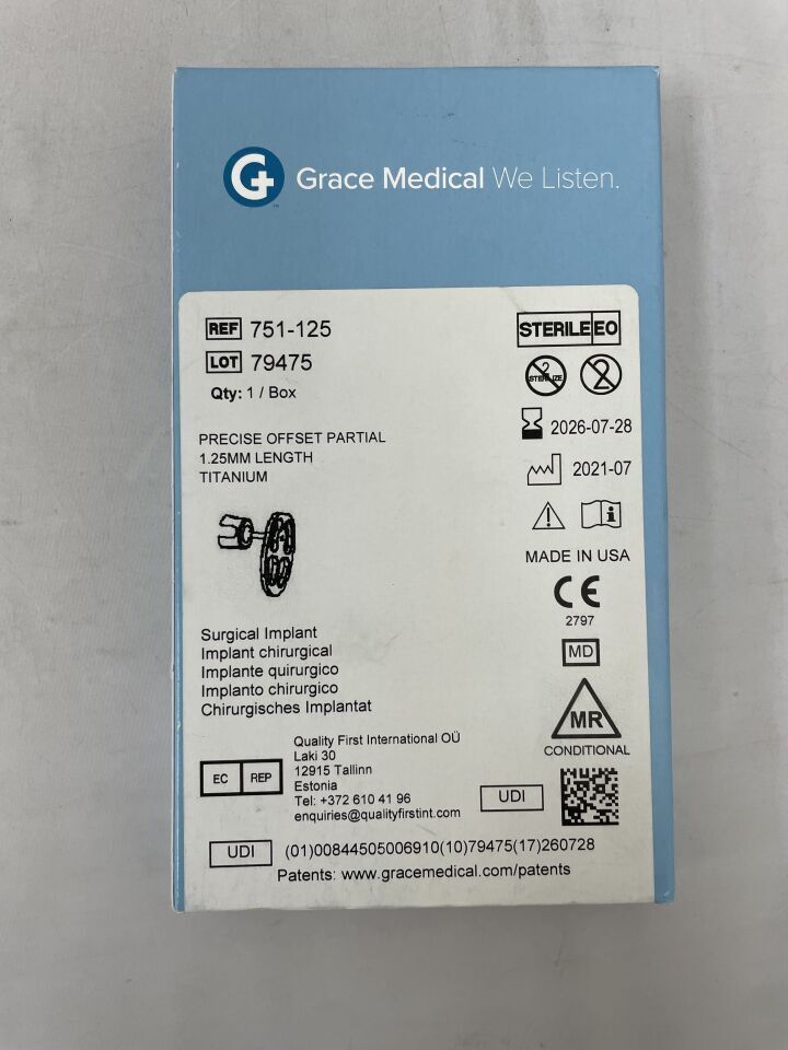 751-125 - GRACE MEDICAL - Precise Offset Partial, 1.25mm, Titanium, (BX)
