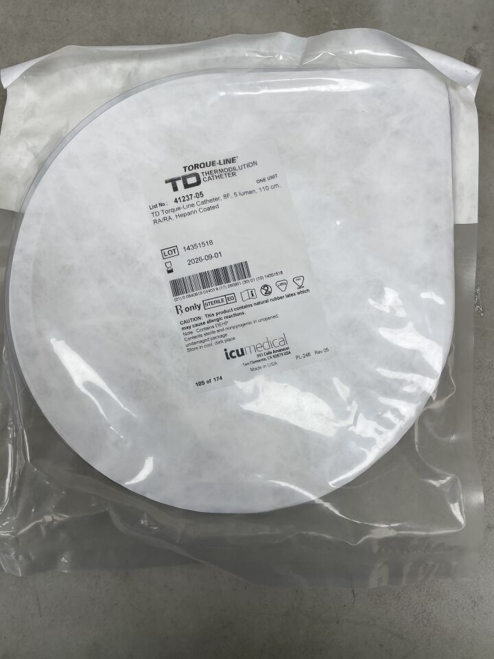 41237-05 - ICU MEDICAL - Torque-Line Thermodilution Catheter 8F x 110cm, Five-Lumen, RA/RA, Heparin, (EA)