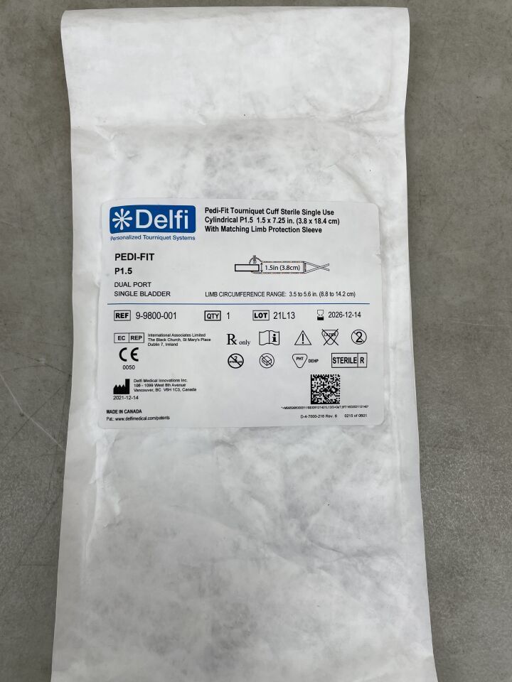 9-9800-001 - DELFI MEDICAL - Disposable Pediatric Dual Port P1.50 Tourniquet Cuff, (EA)