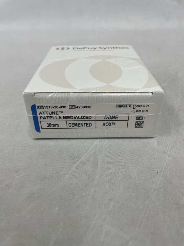 1518-20-038 - DEPUY SYNTHES - Attune Patella Medialized Cemented 38mm, Dome - AOX, (BX)