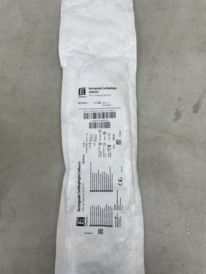 RC2014 - EDWARD LIFE SCIENCE - Self-Inflating Retrograde Cardioplegia 14F Catheter w/Pre-Shaped Stylet & Handle, (EA)