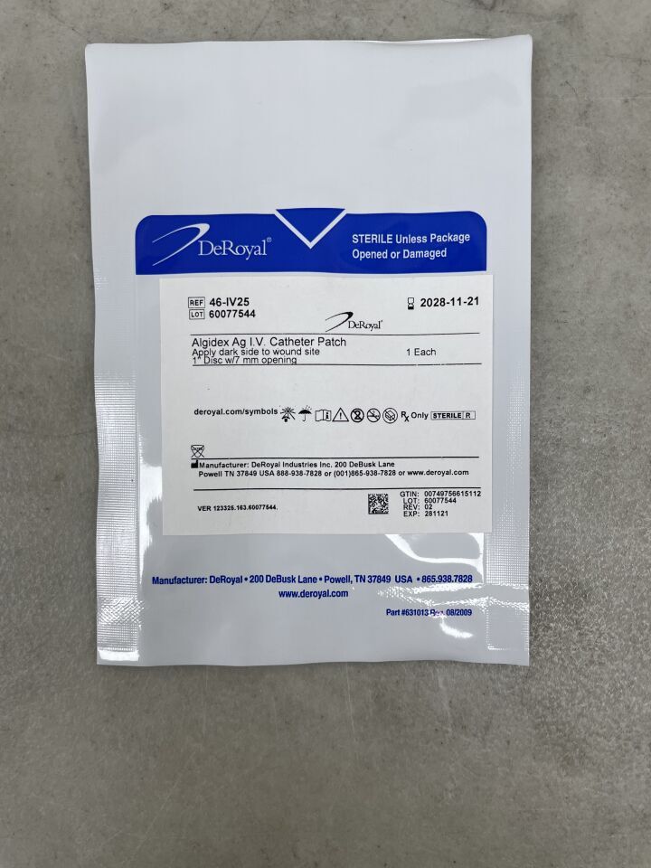 46-IV25 - DEROYAL - Algidex Ag IV Patch Silver Alginate Dressing, 2.5 cm x 7 mm, (EA)