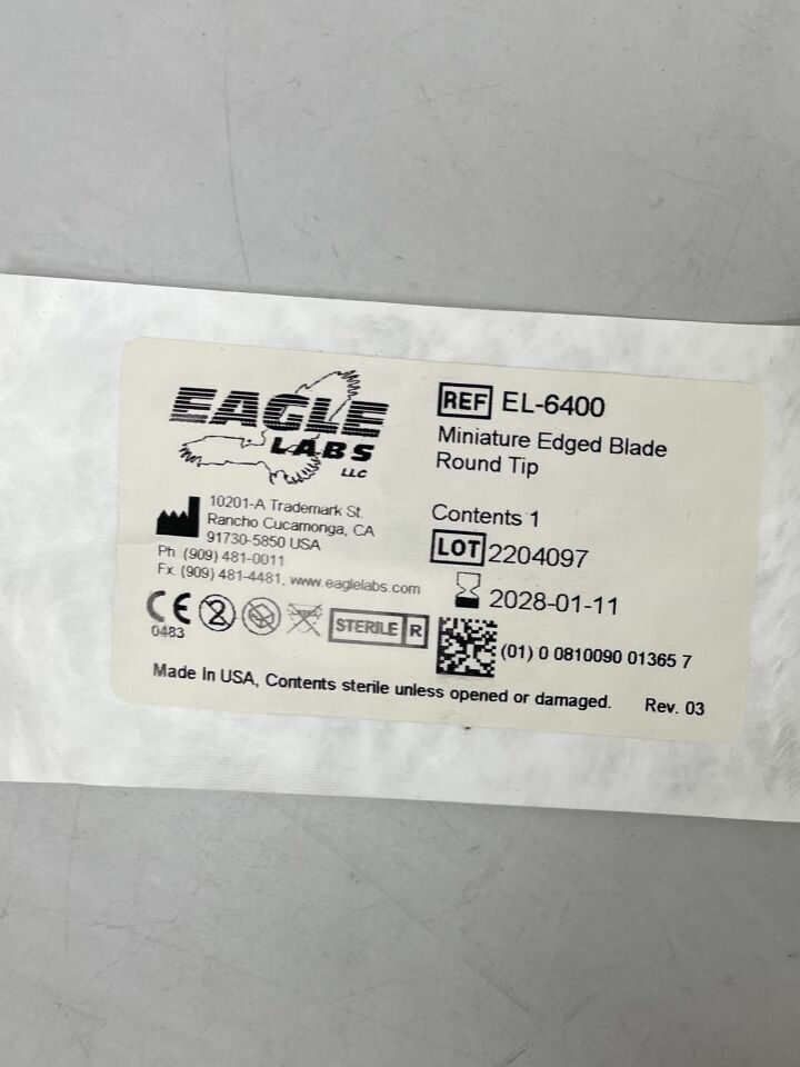 EL-6400 - EAGLE LABS - Miniature Edged Blade, Round Tip, (EA)