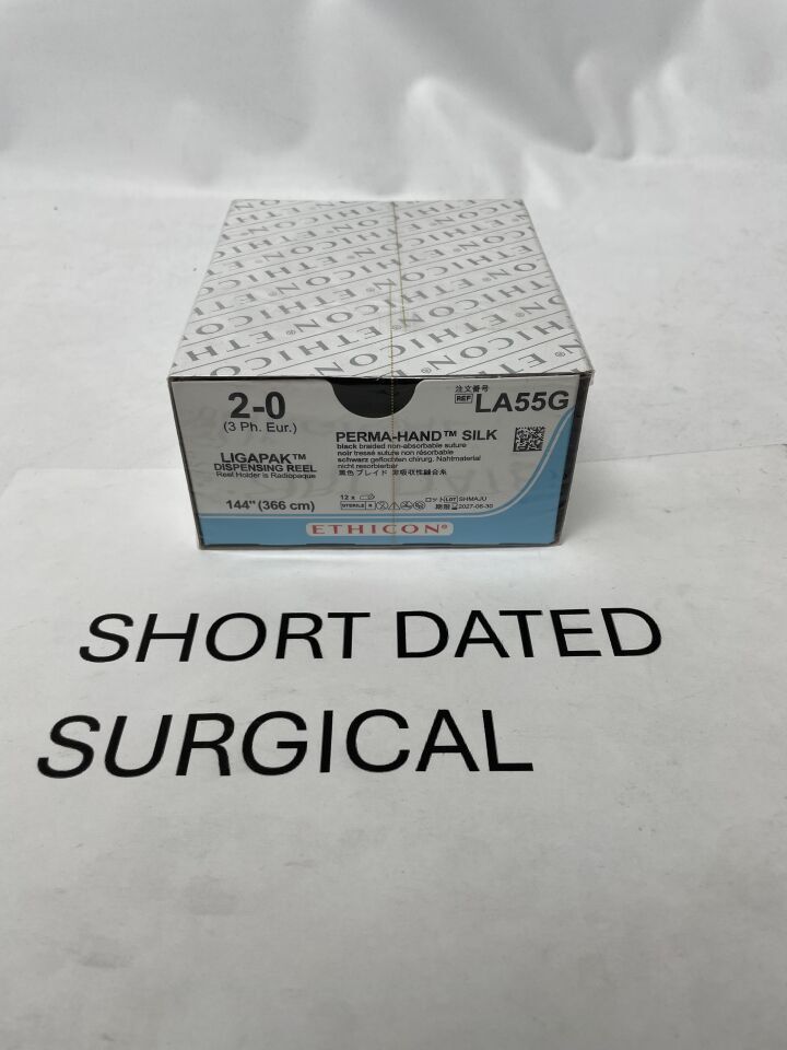 LA55G - ETHICON - Perma-Hand Non-Absorbable Braided Silk Suture, Size 2-0, 144 in. Length, Ligapak Reel Needle, (BX/12)