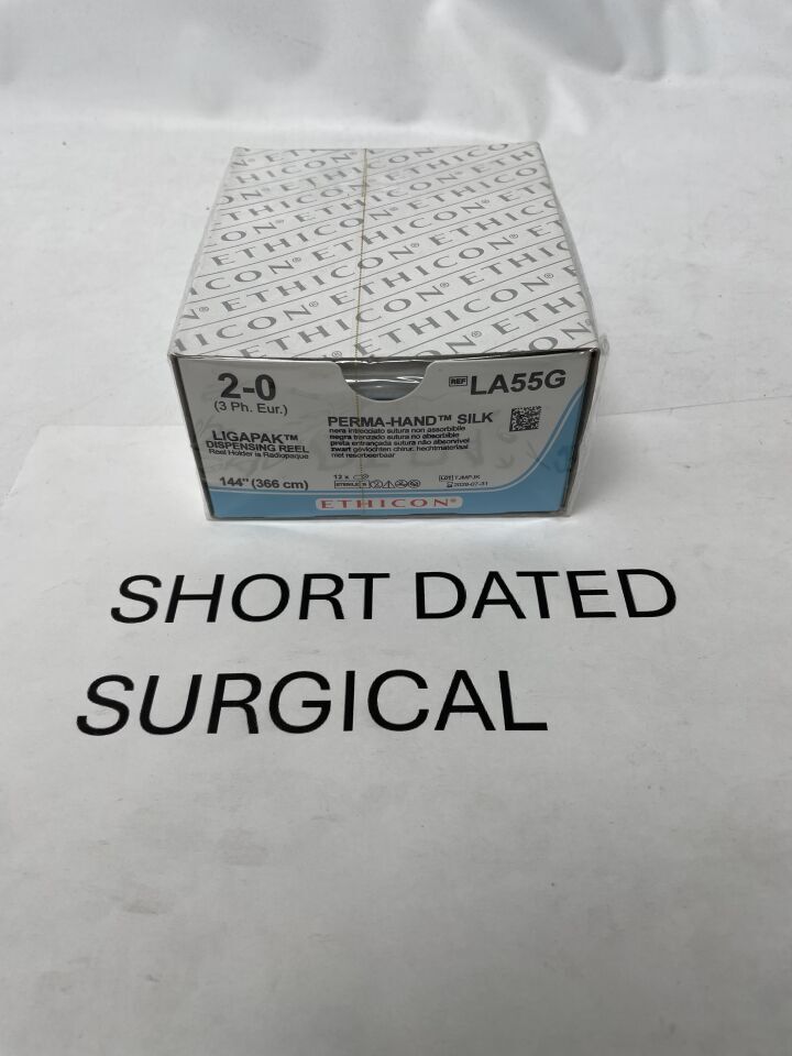 LA55G - ETHICON - Perma-Hand Non-Absorbable Braided Silk Suture, Size 2-0, 144 in. Length, Ligapak Reel Needle, (BX/12)