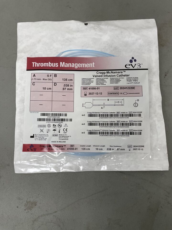 41056-01 - EV3 - Cragg-McNamara Valved Infusion Catheter, 5F x 135cm x 10cm x .038", (EA)