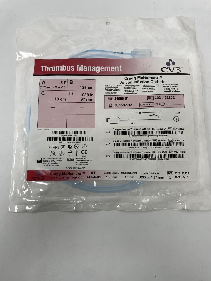 41056-01 - EV3 - Cragg-McNamara Valved Infusion Catheter, 5F x 135cm x 10cm x .038", (EA)