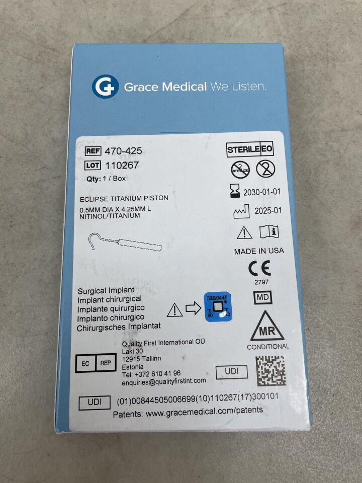 470-425 - GRACE MEDICAL - eclipse titanium piston 0.5mm x 4.25mm, (BX)
