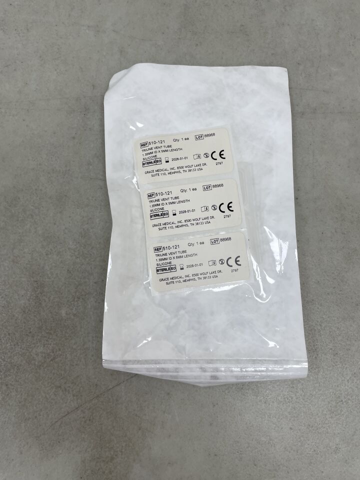 510-121 - GRACE MEDICAL - ENT Triune Ventilation Tube, Silicone 1.35mm x 5.00mm, (EA)