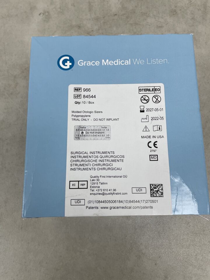 966 - GRACE MEDICAL - Molded Otologic Sizers, (BX/10)