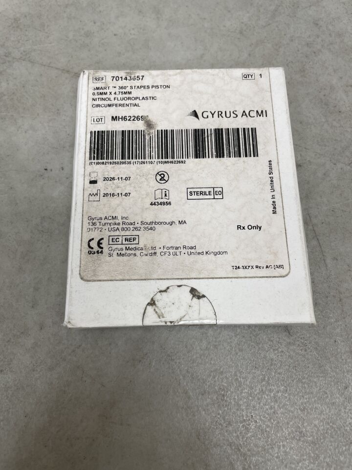 70143657 - GYRUS - Nitinol and Fluoroplastic SMart 360 Degree Piston, 0.5 dia. x 4.75 mm Functional Length, (BX)