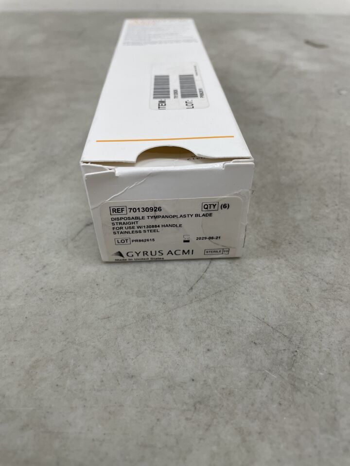 70130926 - GYRUS - Stainless Steel Tympanoplasty Blade, Angled Edge, (BX/6)