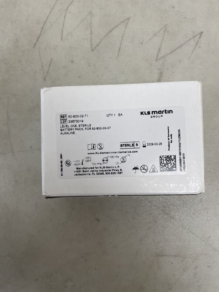50-800-02-71 - KLS MARTIN - Battery Pack, Level One for 50-800-01-07 or 50-800-03-07 Alkaline, (BX)