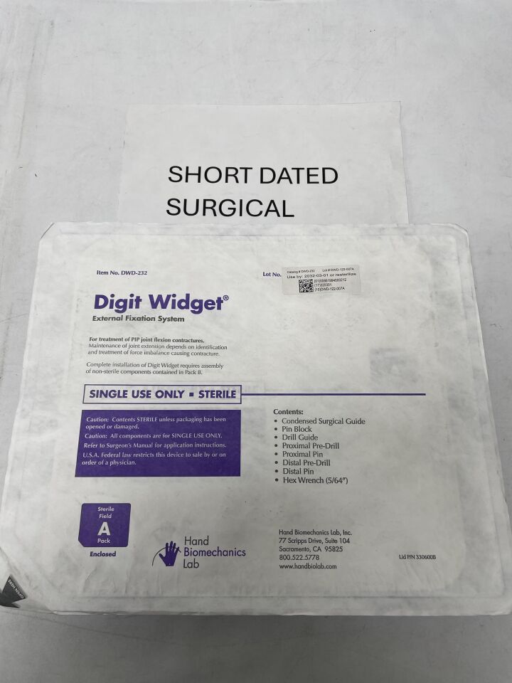 DWD-232(A) - HAND BIOMETRICS - Agee Digit Widget External Fixation System Pack A - Sterlie Part of Kit, (EA)