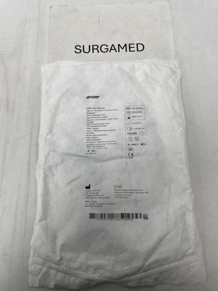 0408-800-500 - STRYKER - Flyte Steri-Shield Surgical Hood, Sterile, Single-Use, AAMI Level 4 Protection, (EA)