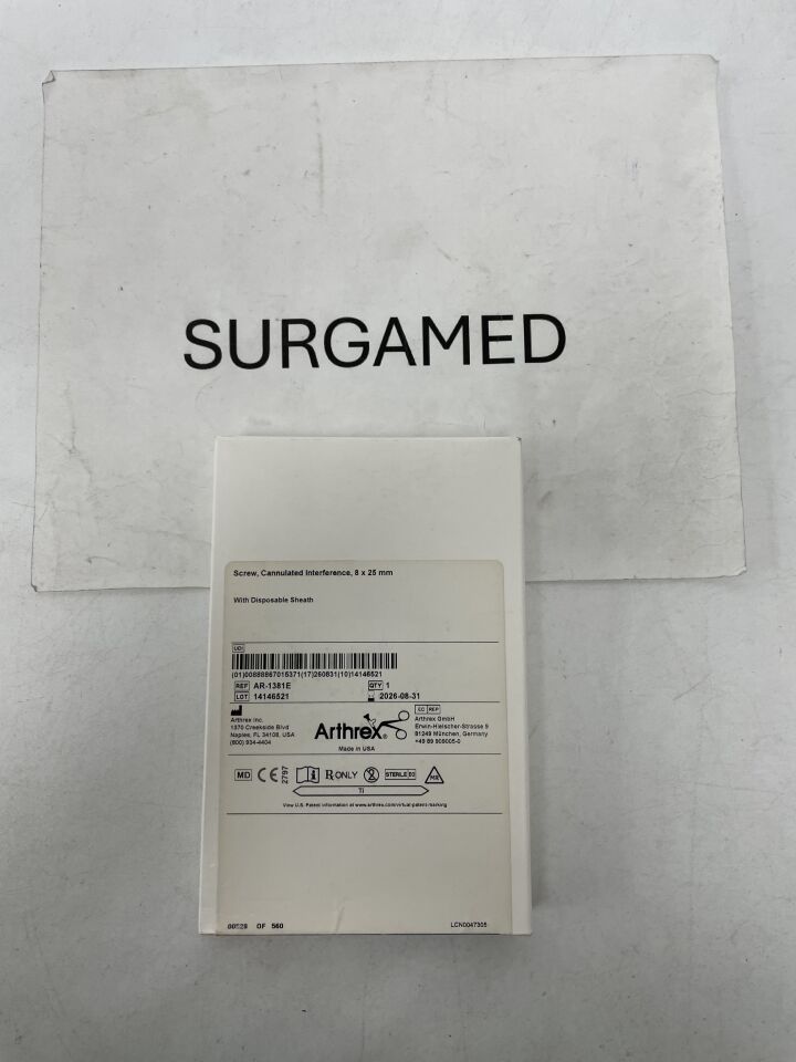 AR-1381E - ARTHREX - Sheathed Cannulated Interference Screw: 8mm x 25mm, (BX)