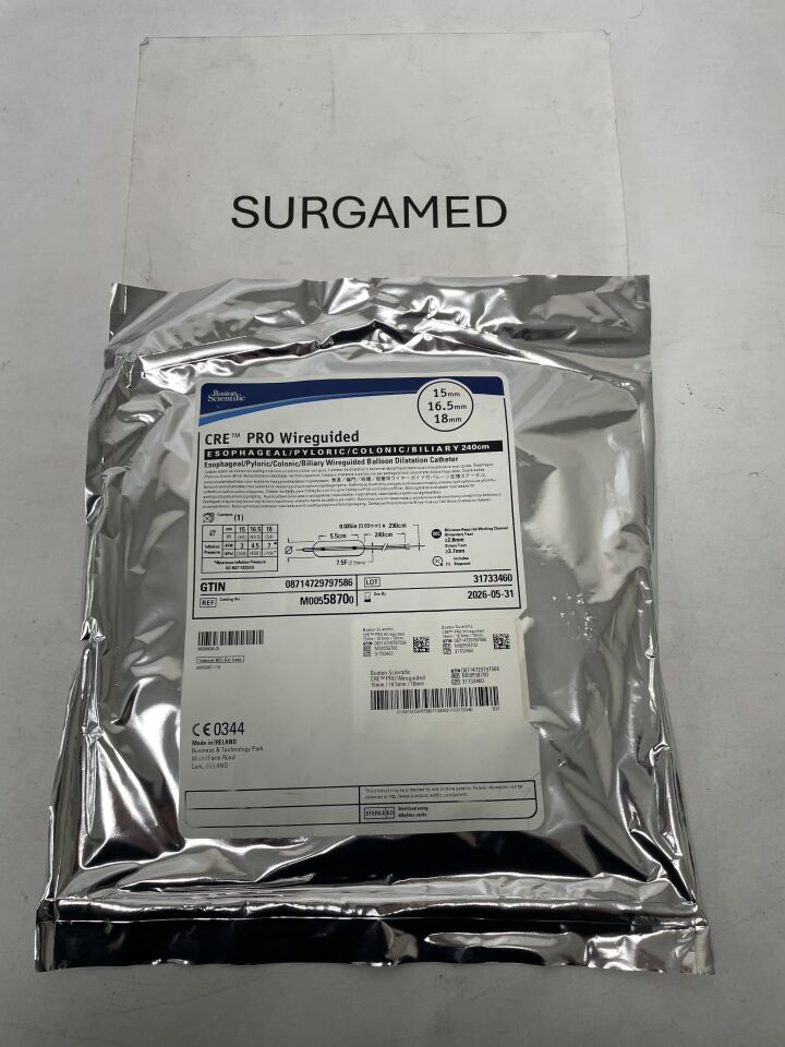 5870 - BOSTON SCIENTIFIC - CRE PRO Wireguided Balloon Dilatation Catheter - Esophageal/Pyloric/Colonic/Biliary - 15mm x 16.5mm x 18mm, (EA)