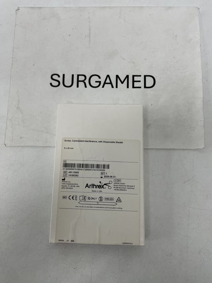 AR-1390E - ARTHREX - Sheathed Cannulated Interference Screw: 9mm x 20mm, (BX)