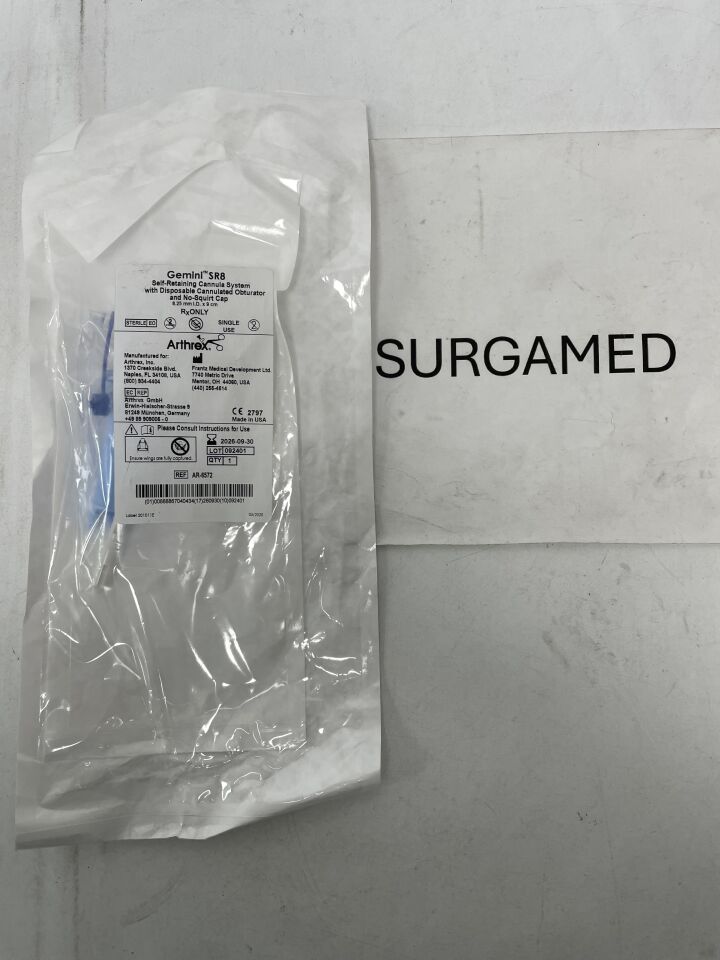 AR-6572 - ARTHREX - Gemini SR8 Self Retaining Cannula System with Disposable Cannulated Trocar 8.25mm x 9cm, (EA)