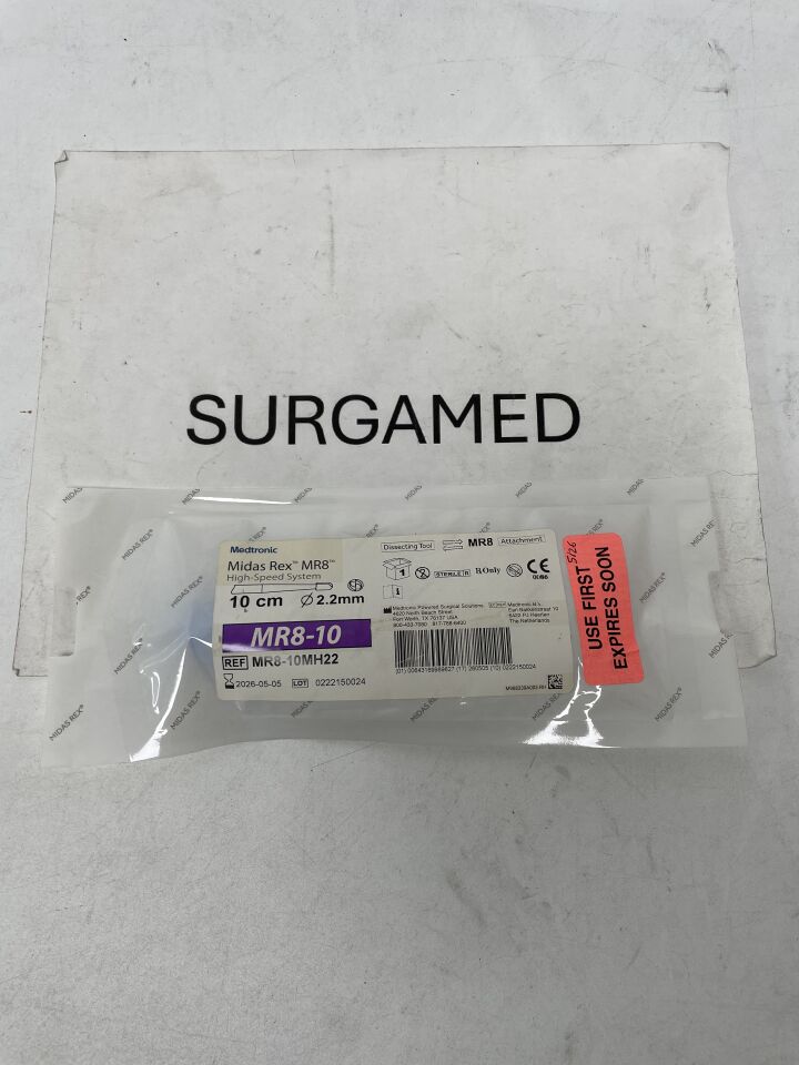 MR8-10MH22 - MEDTRONIC - Midas Rex MR8 High-Speed Surgical Tool, Match Head Fluted Cutting Burr, 10cm x 2.2mm, (EA)
