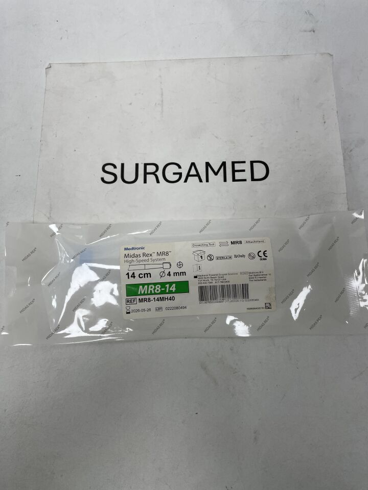 MR8-14MH40 - MEDTRONIC - Midas Rex MR8 High-Speed Surgical Tool, Match Head Fluted Cutting Burr, 14cm x 4mm, (EA)