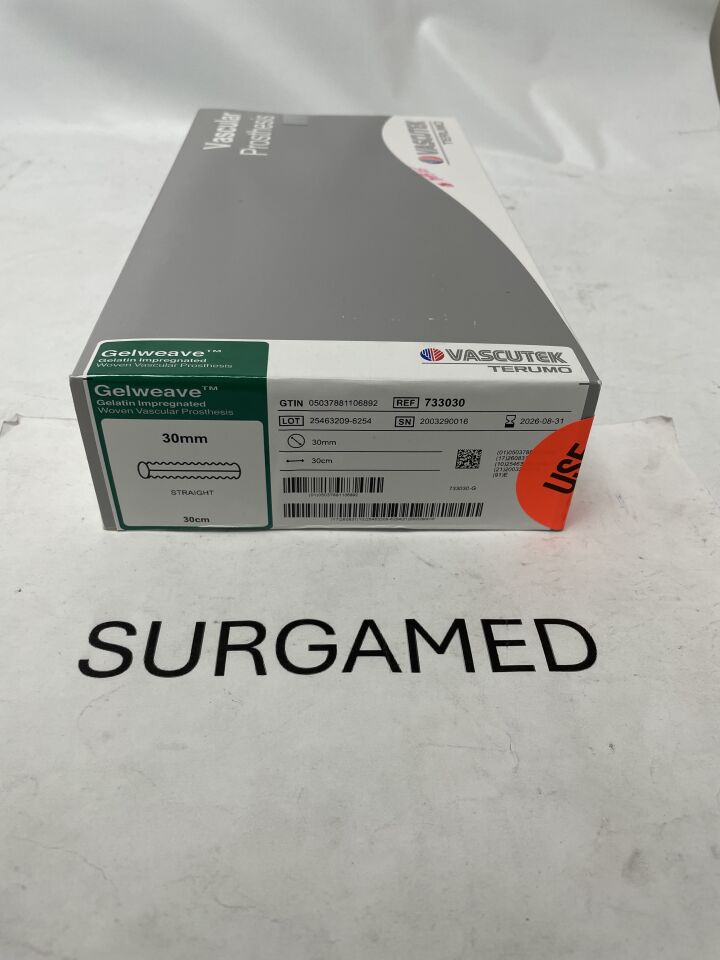 733030 - TERUMO - vascutek gelweave vascular graft, straight 30mm x 30cm, (BX)