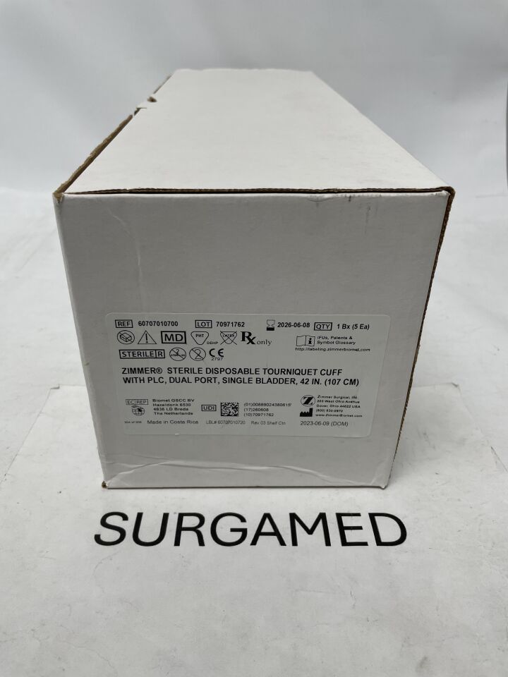 60-7070-107-00 - ZIMMER - Tourniquet Cuff with PLC, Dual Port, Single Bladder, 42", (BX/5)