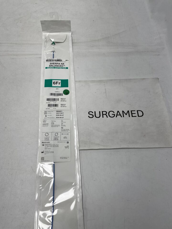 SB6MP1 - MEDTRONIC - Sherpa NX Balanced Guiding Catheter - MP1 - 6Fr x .070-.082" x 100cm (L), (EA)