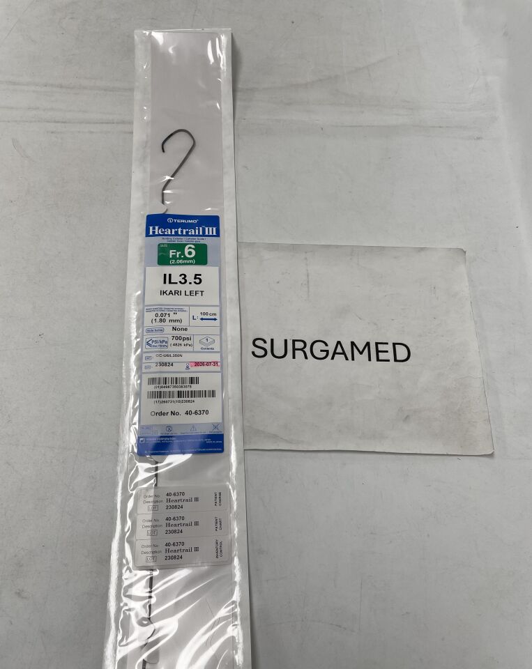 40-6370 - TERUMO - Heartrail III Guiding Catheter - IL3.5 - IKARI LEFT - GC-U6IL350N - 6Fr x .071" x 100cm (L), (EA)
