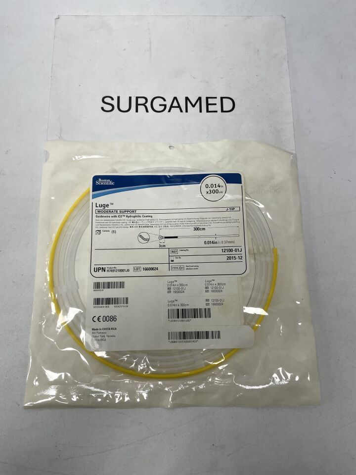 1210001J - BOSTON SCIENTIFIC - Luge Guidewire - ICE Hydrophilic Coating - Moderate Support, J-Tip 3cm - .014" x 300cm, (EA)