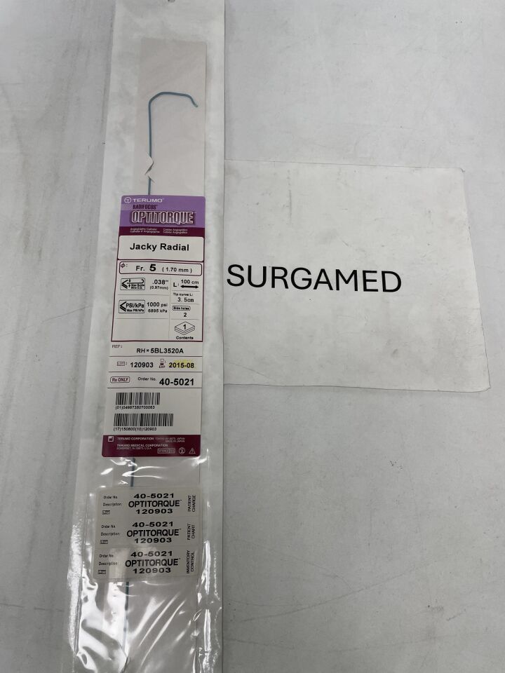40-5021 - TERUMO - Radifocus Optitorque Angiographic Catheter - Jacky Radial - 5Fr x .038" x 100cm (L), (EA)