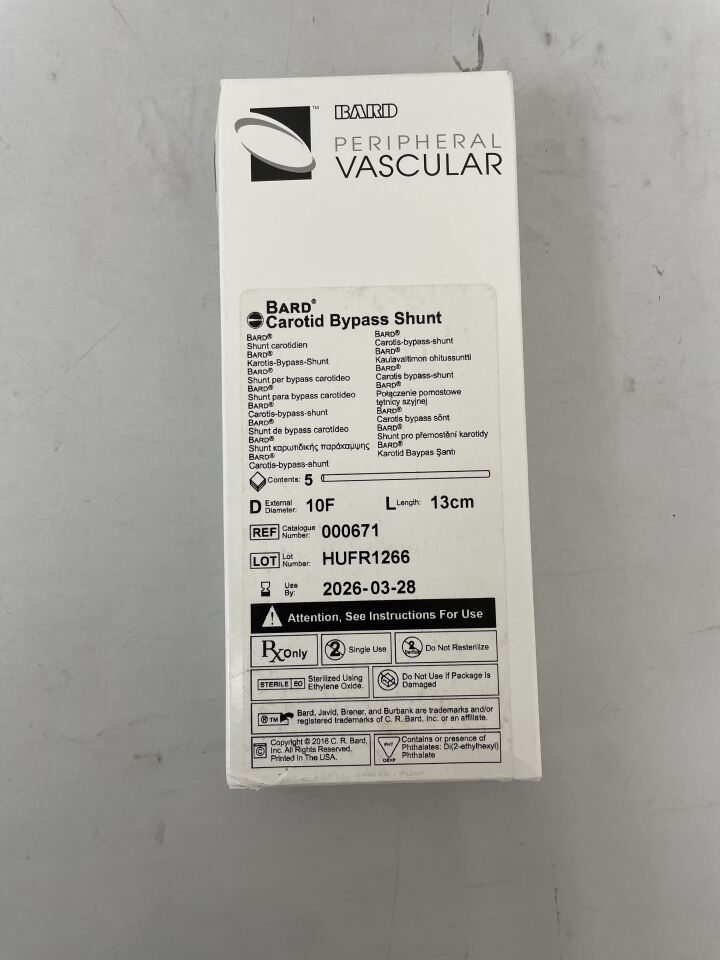 000671 - BARD - Carotid Bypass Shunt, Straight 10F x 13cm, (BX/5)