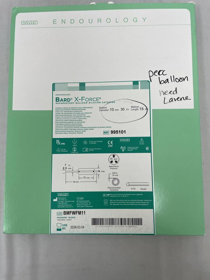 995101 - BARD - x-force n30 nephrostomy balloon dilation catheter 10mm x 150mm, (BX/1)