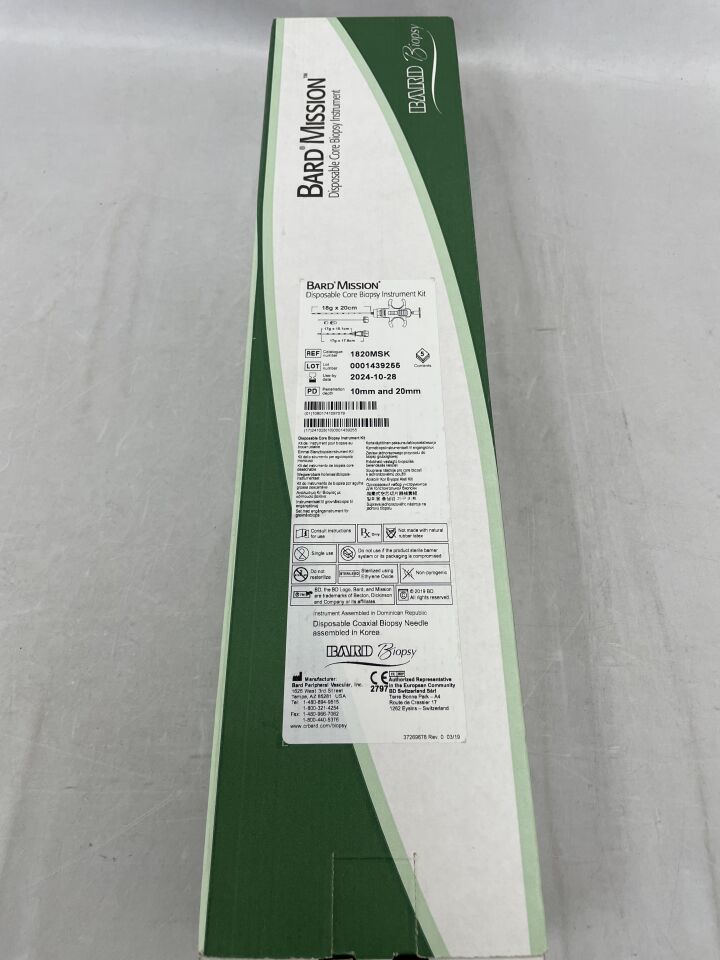 1820MSK - BARD - Mission Disposable Core Biopsy Kit 18G x 20cm, (BX/5)