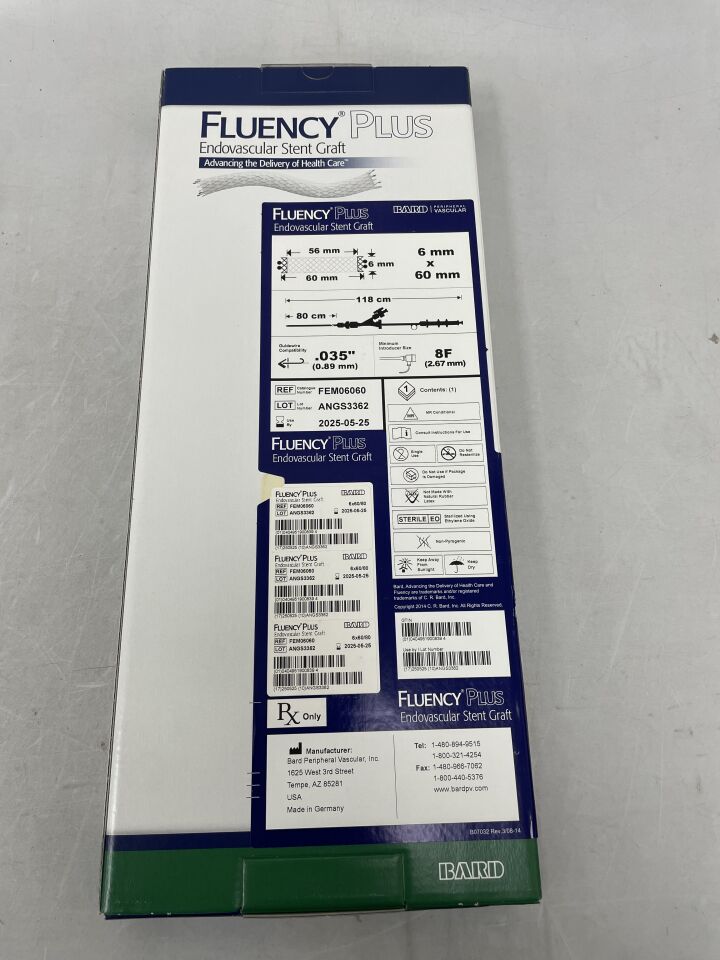 FEM06060 - BARD - Fluency Plus Endovascular Stent Graft - 6mm x 60mm x 80cm, (BX/1)