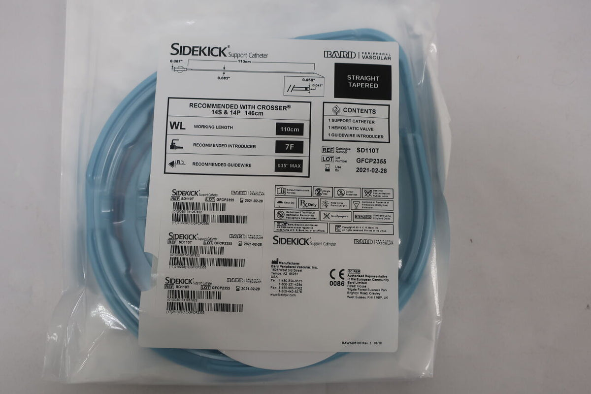 SD110T - BARD - sidekick support catheter straight tapered 110cm x 7f, (BX/1)
