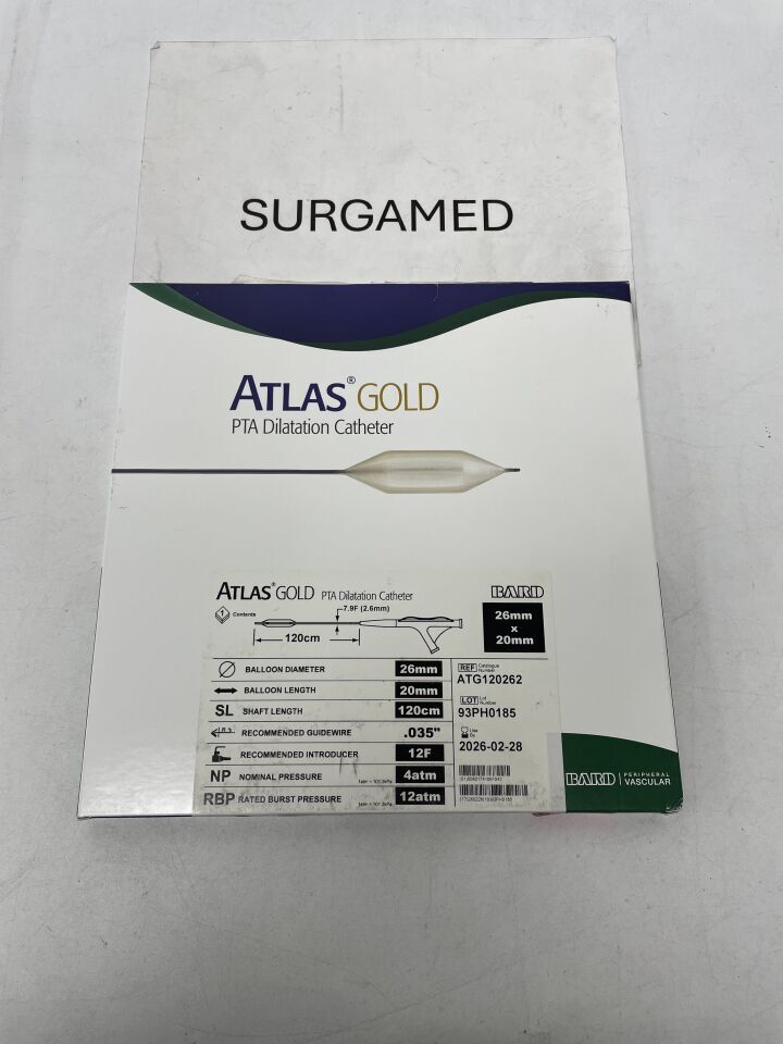 ATG120262 - BARD - Atlas Gold PTA Dilatation Catheter - 26mm x 20mm x 120cm, (BX/1)
