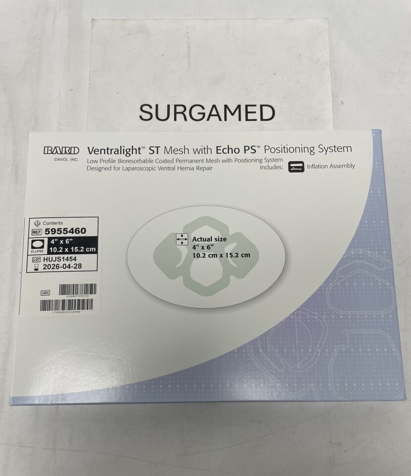 5955460 - BARD - Ventralight ST Low-Profile Polypropylene Mesh with Echo PS Positioning System, 4 x 6 in., (BX/1)