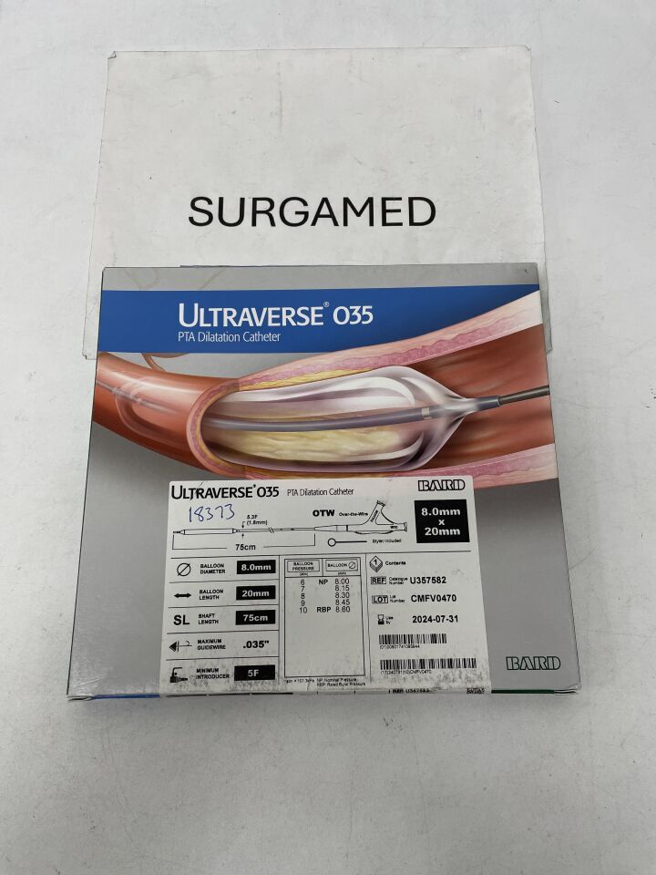 U357582 - BARD - ULTRAVERSE 035 PTA Dilatation Catheter - 5Fr x 8mm x 20mm x 75cm, (BX/1)