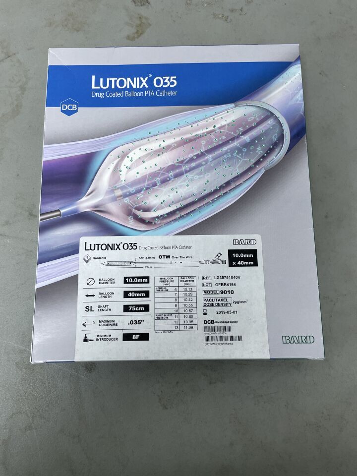 LX35751040V - BARD - LUTONIX 035 Drug Coated Balloon PTA Catheter - 8Fr x 10mm x 40mm x 75cm, (BX/1)