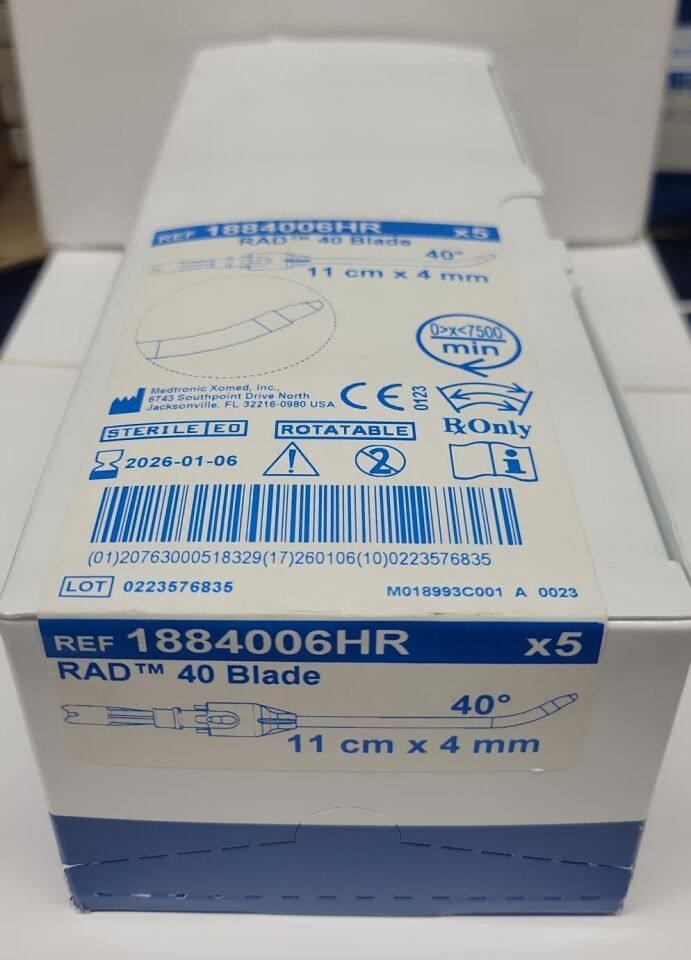 1884006HR - MEDTRONIC - RAD 40 Rotatable Curved Sinus Blade, 11cm x 4mm, 40 degree - Lot 0223576835, (BX/5)