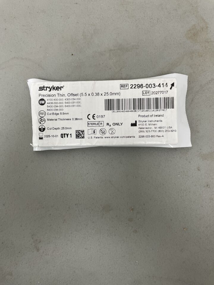 2296-003-414 - STRYKER - Precision Thin Long Narrow Blade, 25 L x 5.5 mm W, (EA)