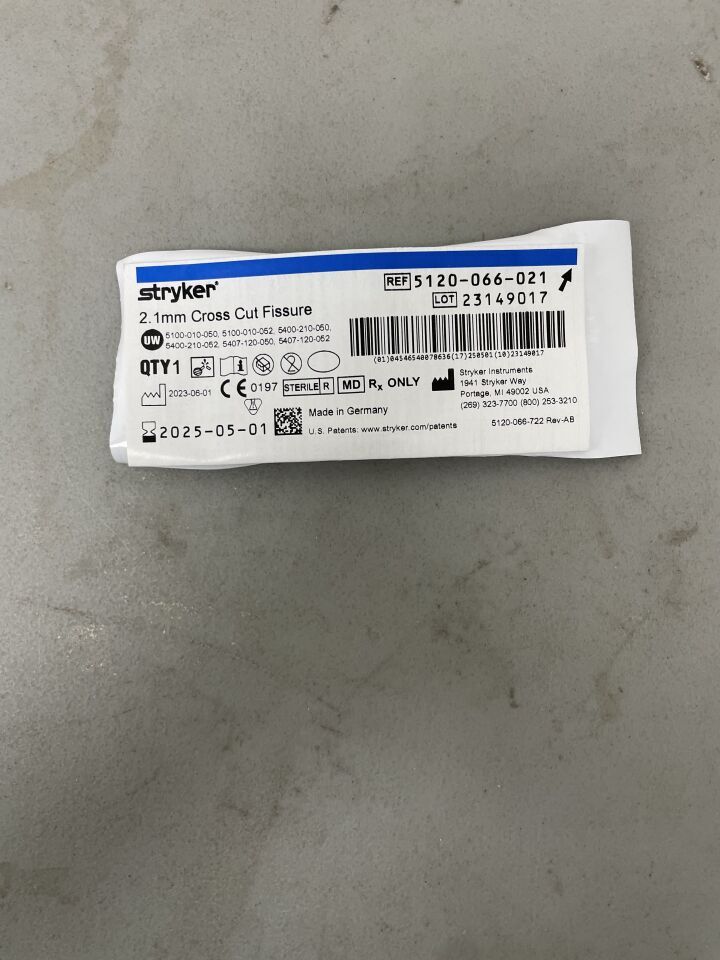 5120-066-021 - STRYKER - 2.1mm Cross Cut Fissure Bur, Medium, (EA)