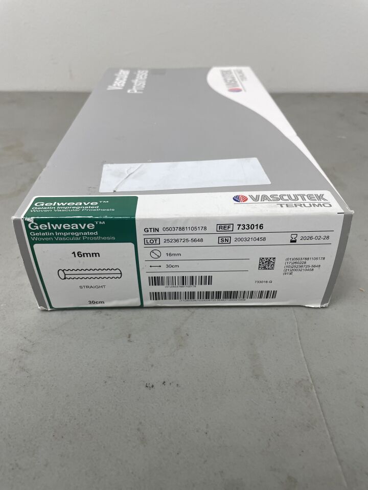 733016 - TERUMO - Vascutek Gelweave Vascular Graft, Straight, 16mm x 30cm, (BX/1)