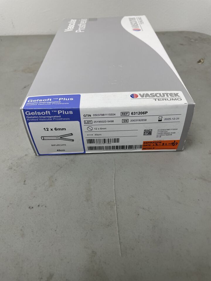 631206P - TERUMO - Vascutek Gelsoft Plus Vascular Graft, Bifurcated 12mm/6mm x 45cm, (BX/1)