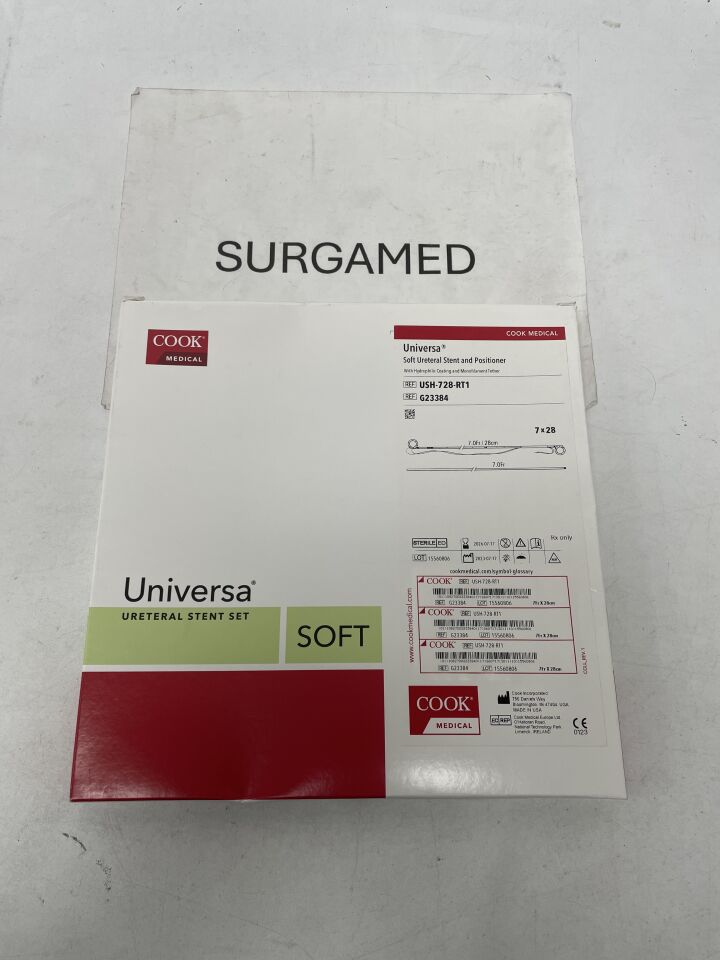 G23384 - COOK - Universa Soft Ureteral Stent Set & Positioner w/Tether - 7F x 28cm, (BX/1)