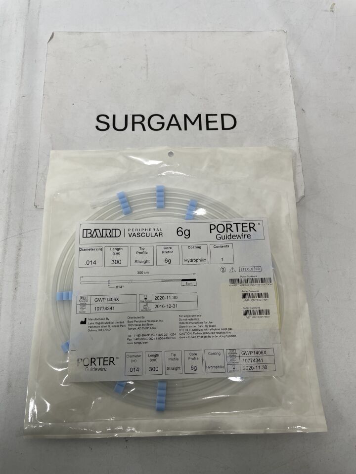 GWP1406X - BARD - Porter Guidewire - Straight - .014" x 300cm x 6g, (EA)